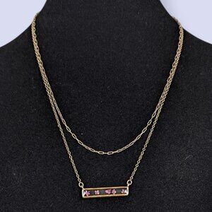 Dainty 2-Strand Pink Floral Pendant Necklace